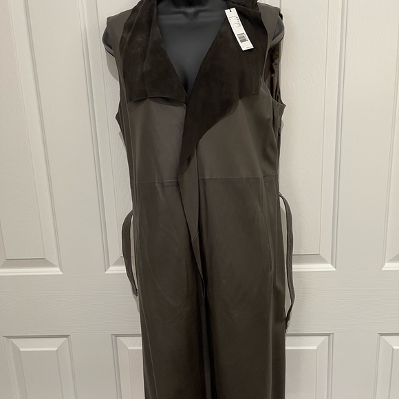 Genuine leather dress - Brown suede collar with belt NEW - Picture 7 of 8